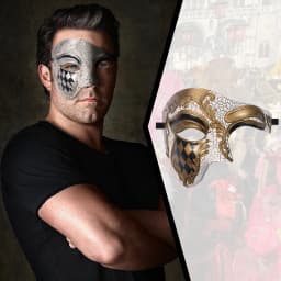 Men's masquerade mask Halloween masquerade Mask Vintage Venice, Italy Male Phantom of the Opera half face holiday party dress up