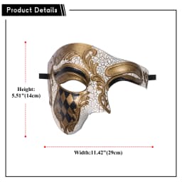 Men's masquerade mask Halloween masquerade Mask Vintage Venice, Italy Male Phantom of the Opera half face holiday party dress up