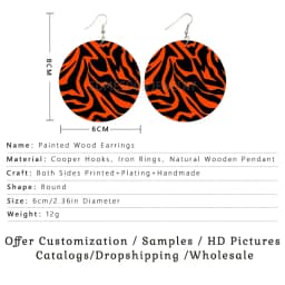 SOMESOOR Vintage Zebra Pattern Print African Wooden Drop Earrings Teardrop Round Geometric Pendant Dangle Jewelry For Women Gift