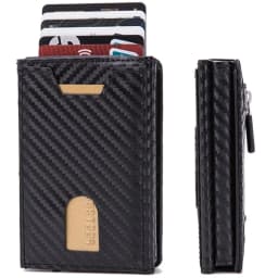 Zciti PU Leather Wallet Multifunctional Men Clutch Carbon Fiber Card Holder RFID Blocking Case Metal Box Female Bag Card Holder