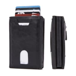 Zciti PU Leather Wallet Multifunctional Men Clutch Carbon Fiber Card Holder RFID Blocking Case Metal Box Female Bag Card Holder