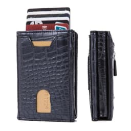 Zciti PU Leather Wallet Multifunctional Men Clutch Carbon Fiber Card Holder RFID Blocking Case Metal Box Female Bag Card Holder