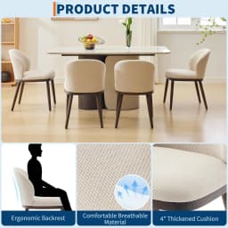 Dining Chairs Set of 2 Modern Upholstered Kitchen Dining Chairs with Ergonomic Back Support Wood Legs for Dining Room, Restauran