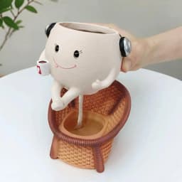 Small Planter For Succulents Resin Succulents Pots With Sitting Design Resin Flower Holder Containers Bonsai Tabletop