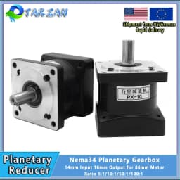 Planetary Gearbox Ratio 5:1/10:1/20:1/50:1/100:1 For Nema 34 86mm Stepper Motor Reducer 14mm Input 16mm Output Step-down Gearbox