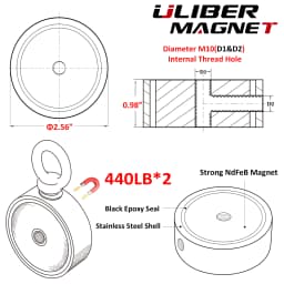 Double Sided 150KG to 500KG Round Neodymium Magnet Hook Salvage Magnet Sea Fishing Equipment Holder