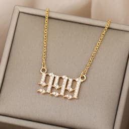 Angel Number Necklaces For Women Men 111 222 333 Stainless Steel Chain Zircon Pendant Necklaces Birthday Jewelry Gift