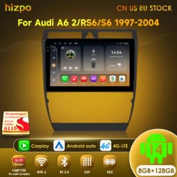 Hizpo 8G 128G Car Radio Carplay For Audi A6 C5 2 RS6 S6 1997 - 2004 GPS 1280*720P Android 13 Auto 2din Multimedia Player Stereo