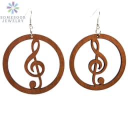 SOMESOOR Fashion Laser Cutting Wooden Drop Earrings African Map Traditional Ethnic Design Pendant Dangle Jewelry For Women Gift