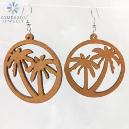 SOMESOOR Fashion Laser Cutting Wooden Drop Earrings African Map Traditional Ethnic Design Pendant Dangle Jewelry For Women Gift