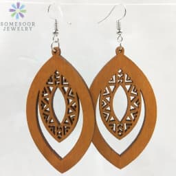 SOMESOOR Fashion Laser Cutting Wooden Drop Earrings African Map Traditional Ethnic Design Pendant Dangle Jewelry For Women Gift