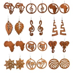 SOMESOOR Fashion Laser Cutting Wooden Drop Earrings African Map Traditional Ethnic Design Pendant Dangle Jewelry For Women Gift