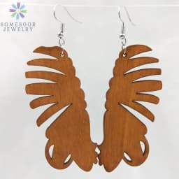 SOMESOOR Fashion Laser Cutting Wooden Drop Earrings African Map Traditional Ethnic Design Pendant Dangle Jewelry For Women Gift