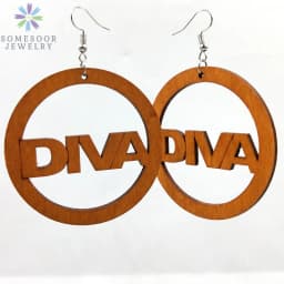 SOMESOOR Fashion Laser Cutting Wooden Drop Earrings African Map Traditional Ethnic Design Pendant Dangle Jewelry For Women Gift