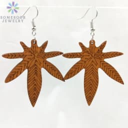 SOMESOOR Fashion Laser Cutting Wooden Drop Earrings African Map Traditional Ethnic Design Pendant Dangle Jewelry For Women Gift