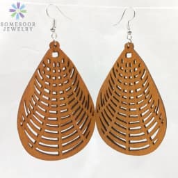 SOMESOOR Fashion Laser Cutting Wooden Drop Earrings African Map Traditional Ethnic Design Pendant Dangle Jewelry For Women Gift