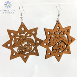SOMESOOR Fashion Laser Cutting Wooden Drop Earrings African Map Traditional Ethnic Design Pendant Dangle Jewelry For Women Gift