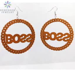 SOMESOOR Fashion Laser Cutting Wooden Drop Earrings African Map Traditional Ethnic Design Pendant Dangle Jewelry For Women Gift