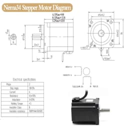 NEMA 34 Stepper Motor 4.5Nm/8.5Nm/12.5Nm 2PH 6A Diameter 14mm Shaft with Power Supply+HB860C Driver For CNC Engraving Machine