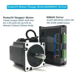 NEMA 34 Stepper Motor 4.5Nm/8.5Nm/12.5Nm 2PH 6A Diameter 14mm Shaft with Power Supply+HB860C Driver For CNC Engraving Machine