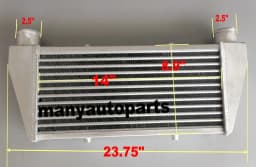 23.75" X9" X2.75" Universal Aluminum Turbo Intercooler 2.5" pipe Tube Fin Design
