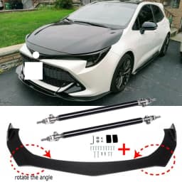 for Toyota Corolla Hatchback Car Front Bumper Lip Body Kit Spoiler Canard Splitter Diffuser Protector Covers with Strut Rod