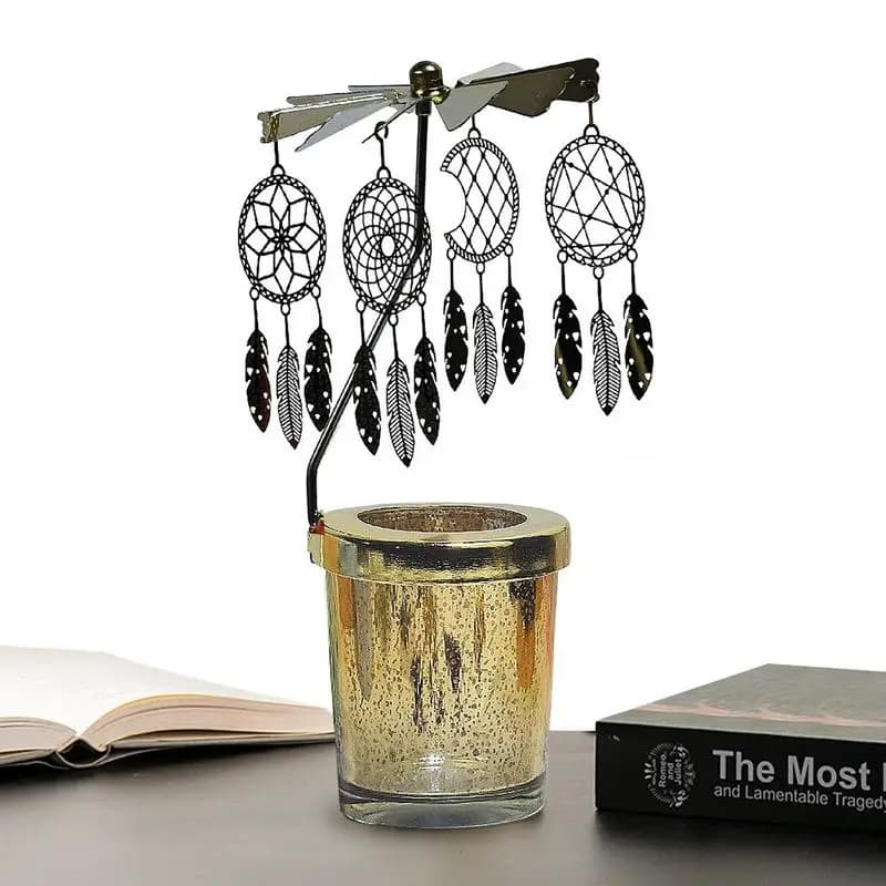 Carousel Aromatherapy Candle Revolving Scenic Lantern Candlestick Tray Girl Dream Dreamcatcher Fragrance Candlestick Decor