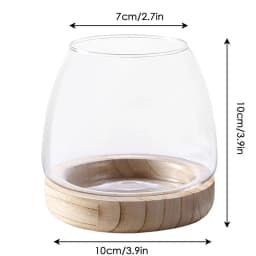 Clear Glass Vases Fish Tank With Wooden Base Hydroponic Plant Vase Ecological Fish Tank Flower Vase Centerpiece Decorative