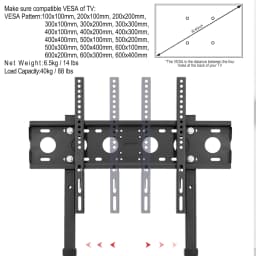 Height Adjustable Tall TV Floor Stand for 32-65 Inch LED LCD - Load Capacity 40KG - TV Mount Bracket