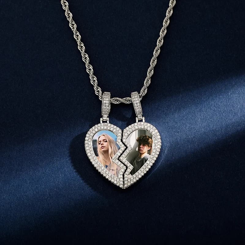 JINAO Custom Heart Shaped Photo Picture Frame Pendant For Necklace Jewelry Couple Valentine's Day Gift Romantic