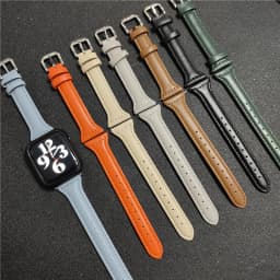 Slim Leather strap For Apple watch band 40mm 44mm 38mm 42mm 44 mm Genuine Leather bracelet Apple watch serie 7 6 5 4 3 se strap