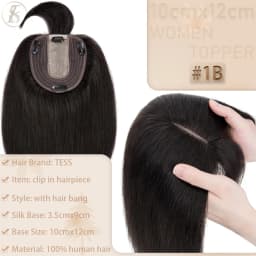 TESS Women Topper 10x12cm Hair Clips Hair Topper Natural Hair Wigs 100% Human Hair Silk Base Clip In Hair Extension Blonde Women