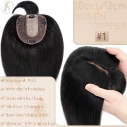 TESS Women Topper 10x12cm Hair Clips Hair Topper Natural Hair Wigs 100% Human Hair Silk Base Clip In Hair Extension Blonde Women