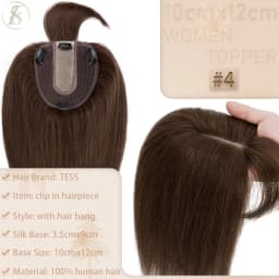 TESS Women Topper 10x12cm Hair Clips Hair Topper Natural Hair Wigs 100% Human Hair Silk Base Clip In Hair Extension Blonde Women