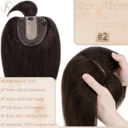 TESS Women Topper 10x12cm Hair Clips Hair Topper Natural Hair Wigs 100% Human Hair Silk Base Clip In Hair Extension Blonde Women