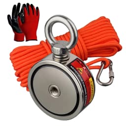 160KG*2 Strong Neodymium Magnet Double Side Search Magnetic Super Power Salvage Fishing Magnet with Searching Rope
