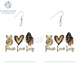 SOMESOOR God Say I Am Black Queen Wooden Drop Earrings For Women Melanin Poppin Unique Afro Girl Curly Rectangle Dangle Jewelry