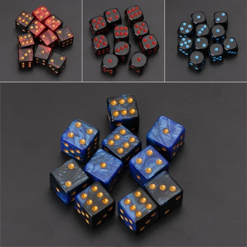 10pcs 15mm Multicolor Acrylic Cube Digital Dice D6 Beads Six Sides Portable Table Games Toy For Pub Club Party Board Game Tray