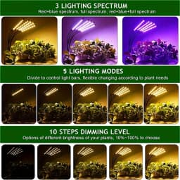 LED Grow Light Indoor Plants Tripod Stand Full Spectrum Timing Control 4 Switch Modes Seedling Growth Flowering Foliage 15-63 in