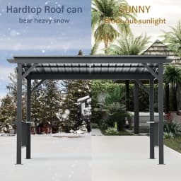 Domi 6.5x12FT Hardtop Grill Gazebo, Outdoor BBQ Gazebo with 2 Side Shelves, Sloping Steel Roof for Permanent Sun Shade with Ceil