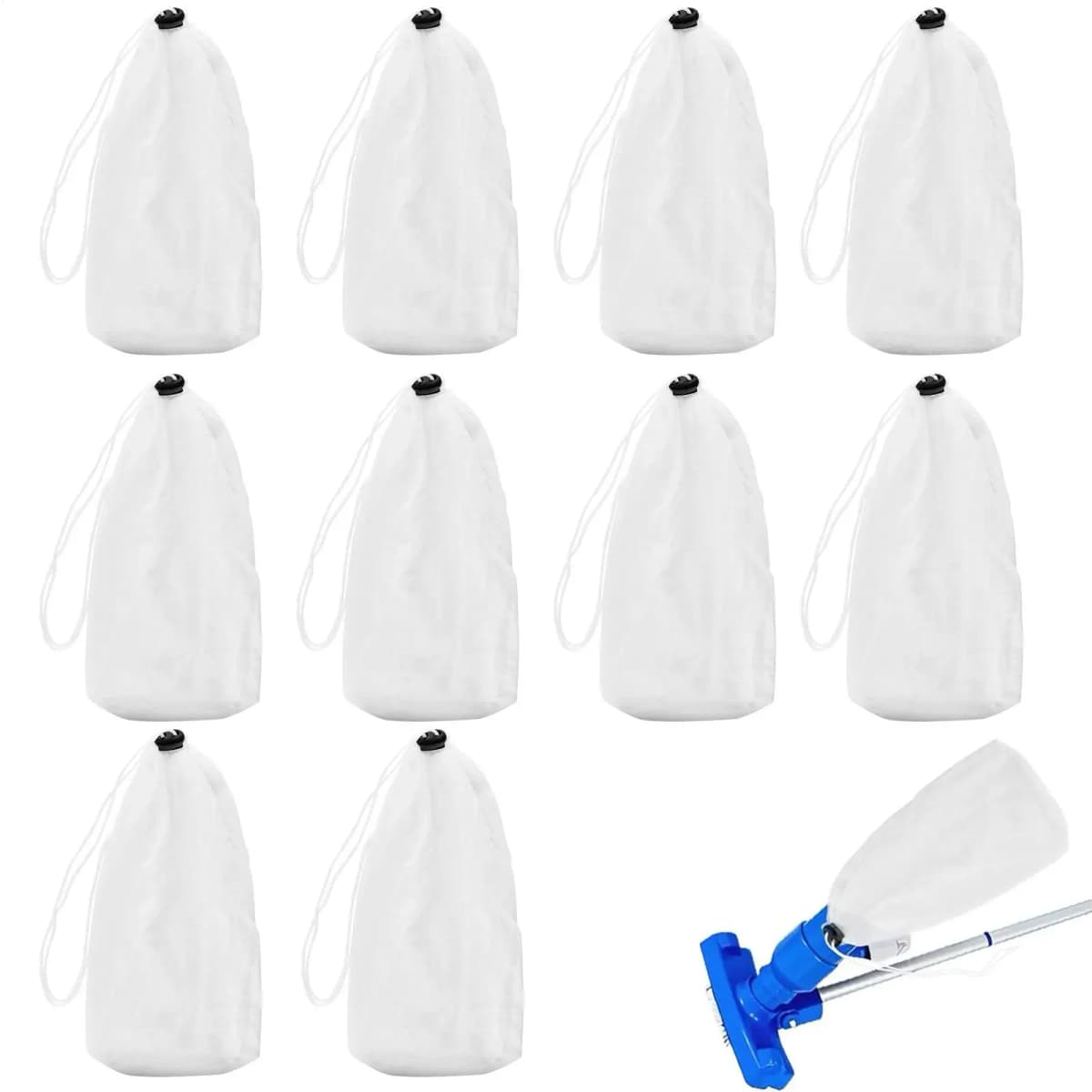 Pool Filter Bags Pool Vacuum Cleaner Replace Bags 10 Pieces Reusable Nylon Pouch Water Cleaning Accessories For Dirt Hair Sand