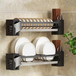 Dish Rack Punch-free Kitchen Organizer Storage Drying Shelf Wall-mounted Multifunction Drain Chopsticks Spoon Tableware Holder