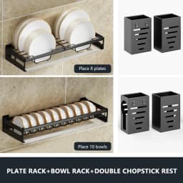 Dish Rack Punch-free Kitchen Organizer Storage Drying Shelf Wall-mounted Multifunction Drain Chopsticks Spoon Tableware Holder