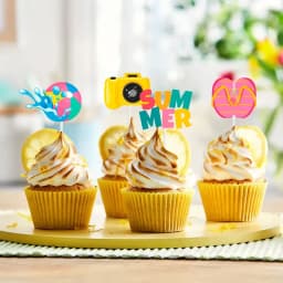 12pcs Summer Beach Hawaii Cupcake Toppers Sun Umbrella ball Cake Toppers Hawaiian Pool Theme Birthday Party Cake Decorations One