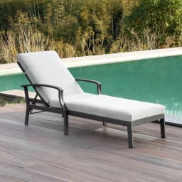 SeeHill Aluminum Outdoor Chaise Lounge Chair with Cushion, Adjustable Backrest Pool Lounger for Patio or Deck Use, Gunmetal
