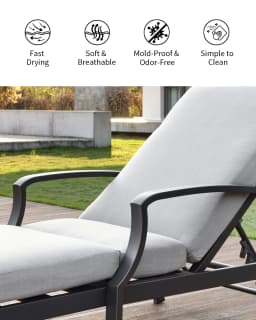 SeeHill Aluminum Outdoor Chaise Lounge Chair with Cushion, Adjustable Backrest Pool Lounger for Patio or Deck Use, Gunmetal