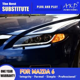 AKD Head Lamp for Mazda 6 LED Headlight 2004-2012 Headlights Mazda6  ADRL Turn Signal High Beam Angel Eye Projector Lens