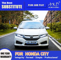 AKD Head Lamp for Honda City LED Headlight 2016-2018 Headlights City DRL Turn Signal High Beam Angel Eye Projector Lens