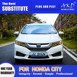 AKD Head Lamp for Honda City LED Headlight 2016-2018 Headlights City DRL Turn Signal High Beam Angel Eye Projector Lens