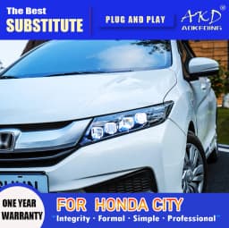 AKD Head Lamp for Honda City LED Headlight 2016-2018 Headlights City DRL Turn Signal High Beam Angel Eye Projector Lens